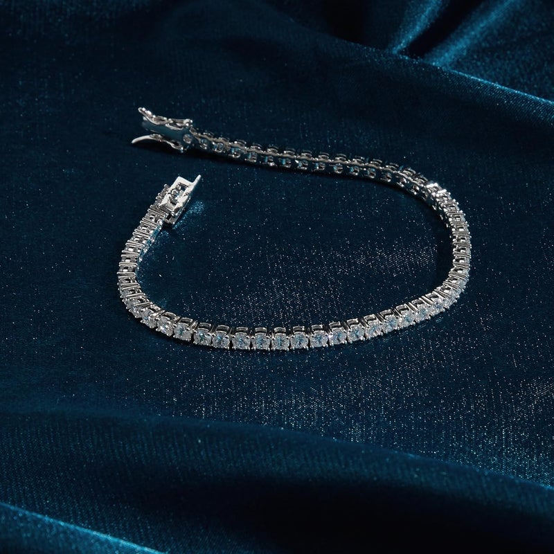 GEMSME 18K White/Yellow Gold Plated 3.0 Cubic Zirconia Classic Tennis Bracelet for Women and Men 6-9 Inches - Image 5